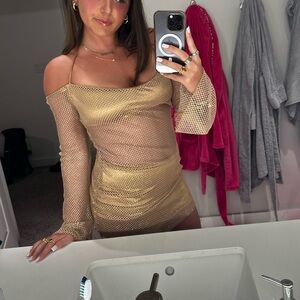gold mesh dress